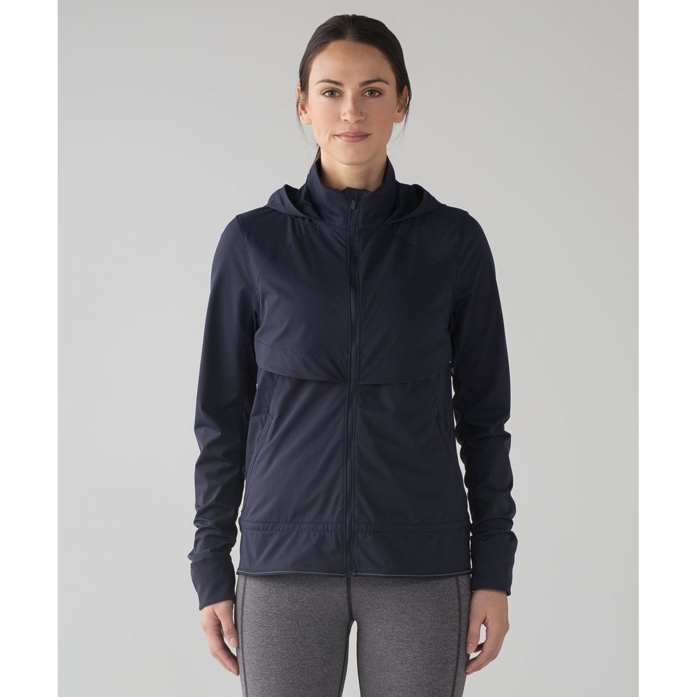 Lululemon Kicking Asphalt Jacket Midnight Navy Blue Full Zip Size 8 Hooded Light - Picture 3 of 16